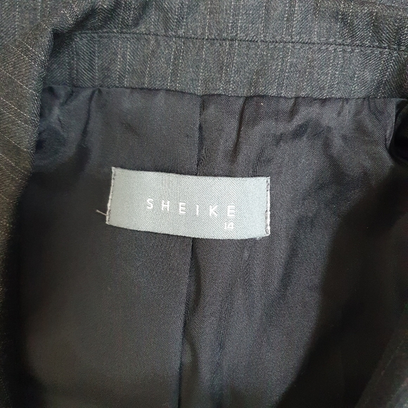 Sheike classic Blazer jacket Sze 14 black striped work office 1 button collared - Picture 6 of 8